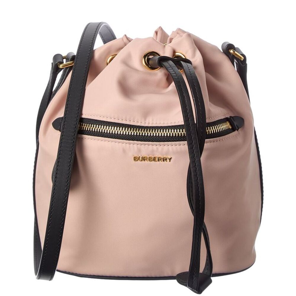 Burberry Nylon & Leather Bucket Bag, Pink